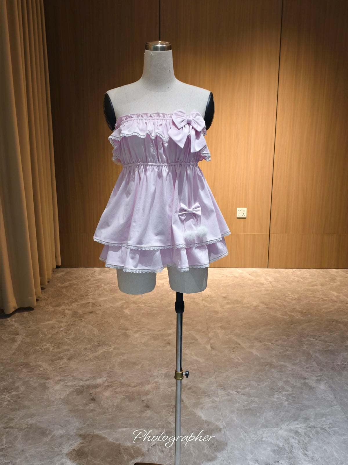 Pink strapless babydoll top